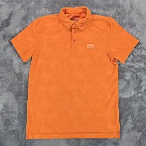 Dogg Supply by Snoop Dogg Polo Shirt Mens Small Terry Terrycloth Orange Leaves